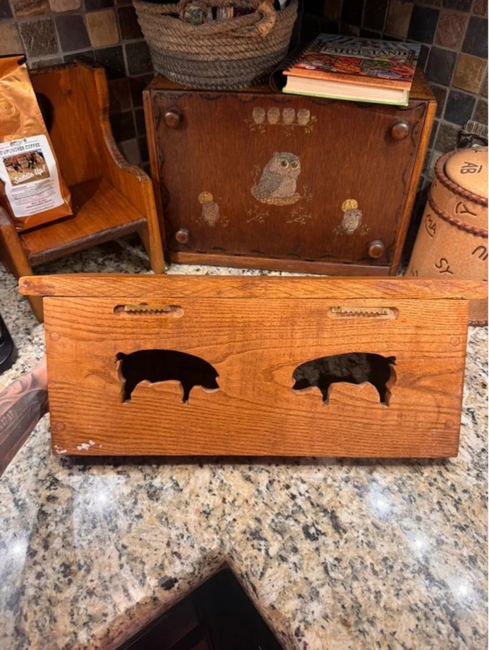 One of a kind vintage pig cutout shelf